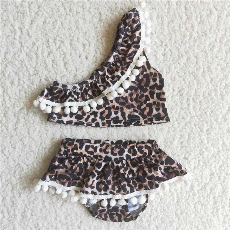 leopard print pom siwmsuit