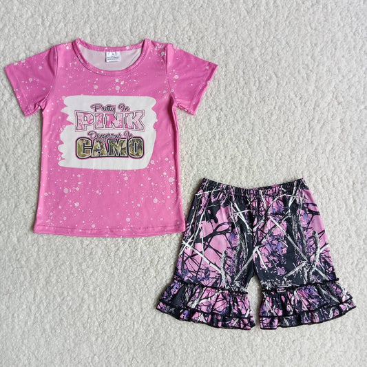 pink camo baby girl shorts set