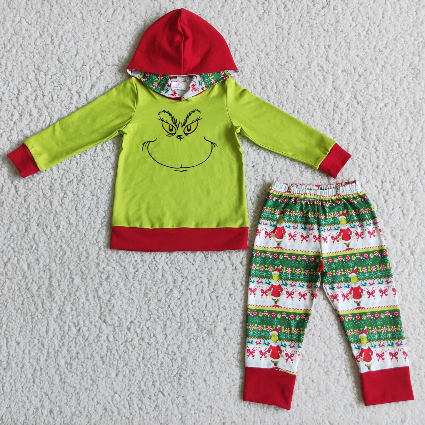 boy grinchey hoodie pants set