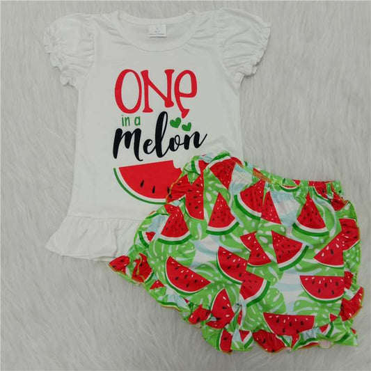 watermelon ruffle shorts set