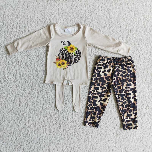 Leopard Pumpkin Print Leggings Set