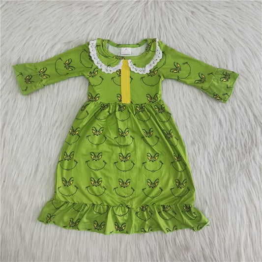 Green Christmas Pajamas Dress Girl