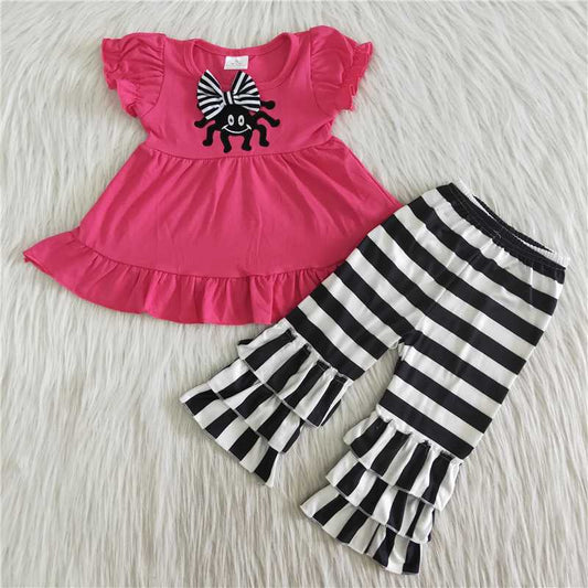 Pink Spider Tunic Top Stripe Pants Set
