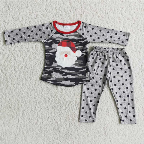 Santa Print Grey Dots Pants Set