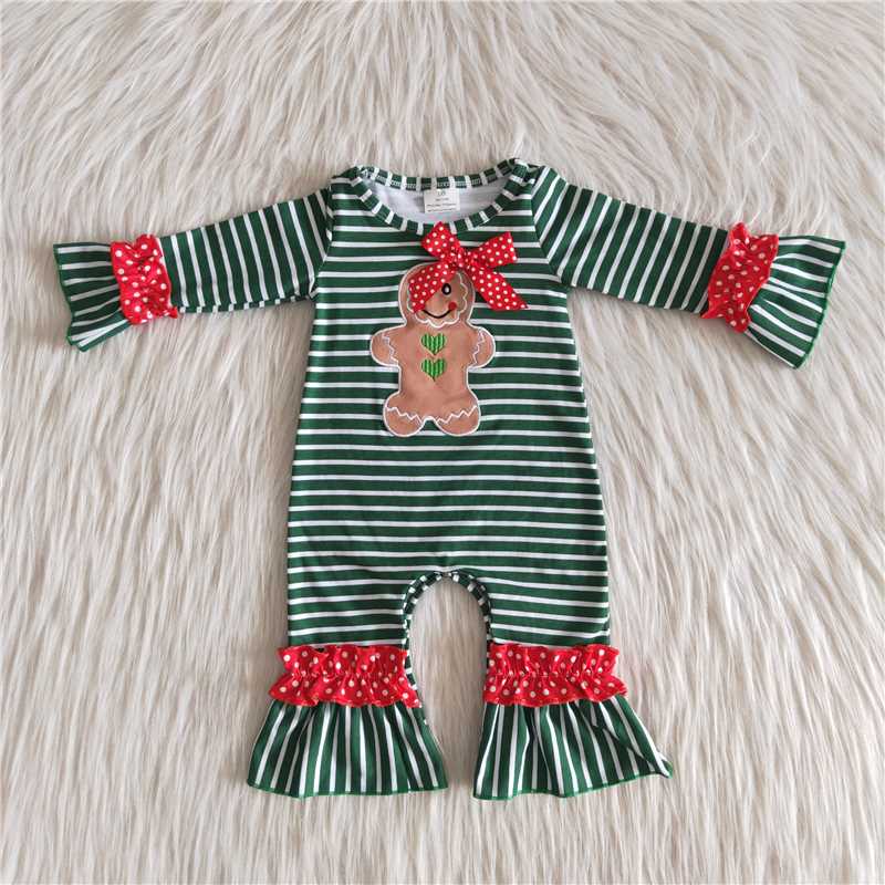 Green Stripe Gingerbread Embroidery