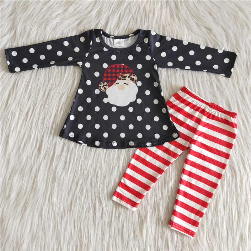 Black Dots Top Red Stripe Leggings