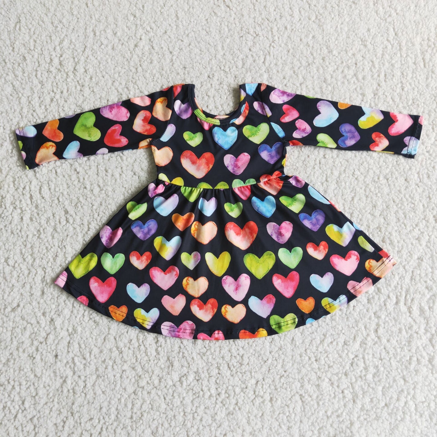 long sleeve rainbow heart dress