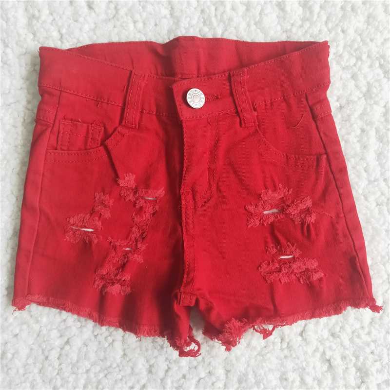 red denim shorts
