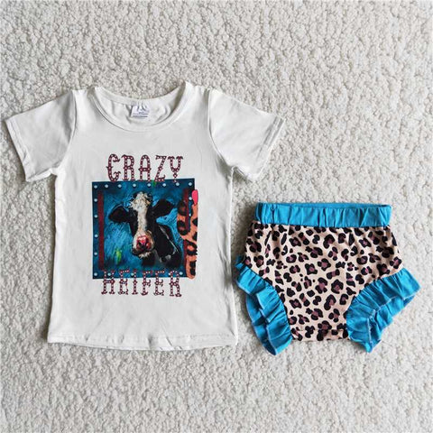 crazy heifer baby bummie set