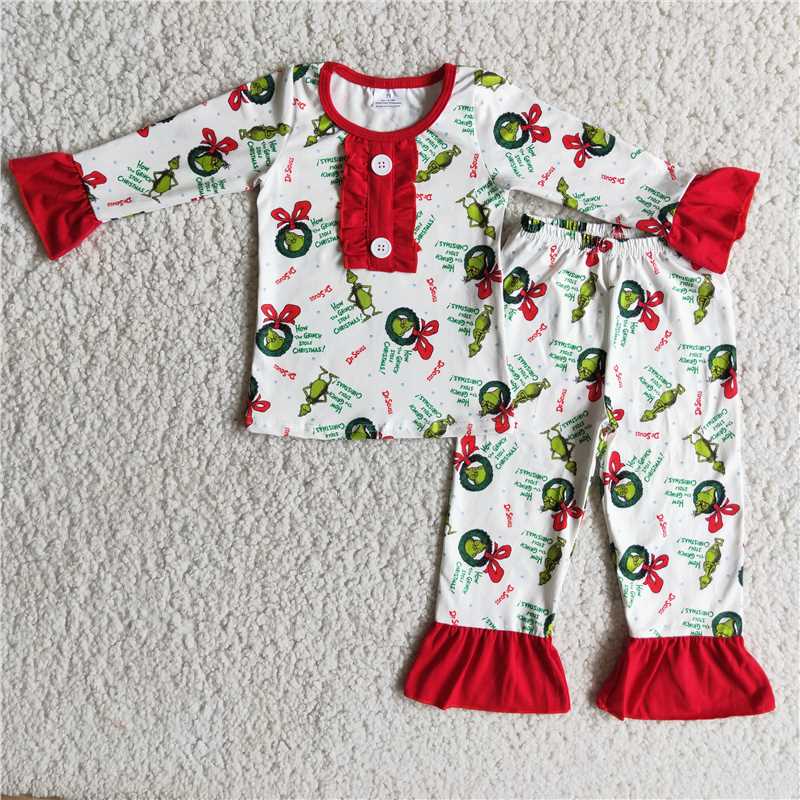 Christmas dr seuss pajamas girl
