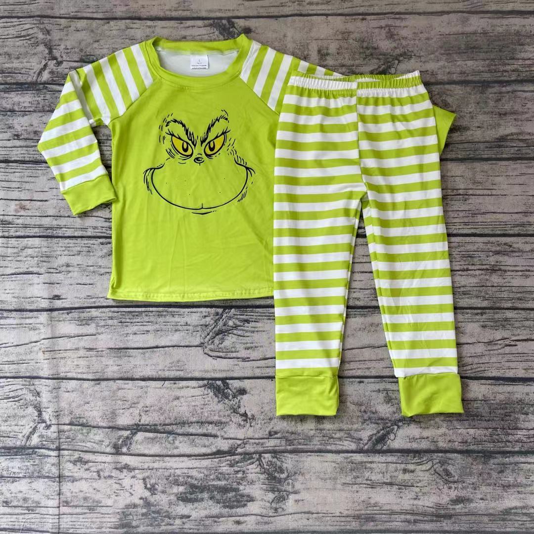 Christmas Pajamas Boys Green Stripe