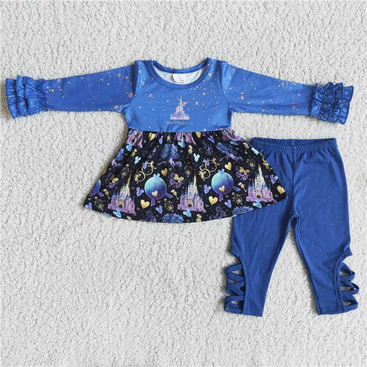 blue castle outfit cross leggings set