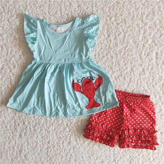 lobster shorts set girl’s outfit