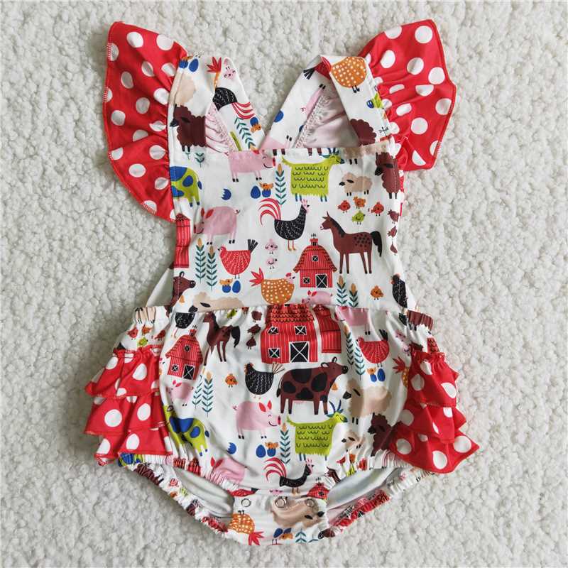 farm life animal baby rompers