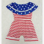 blue white red sleeveless infant romper