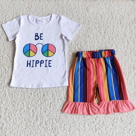 be hippie stripe shorts set girls beach wear