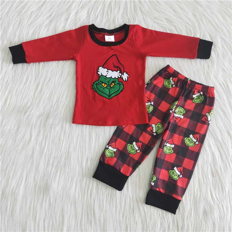 boy Christmas grinchey outfit