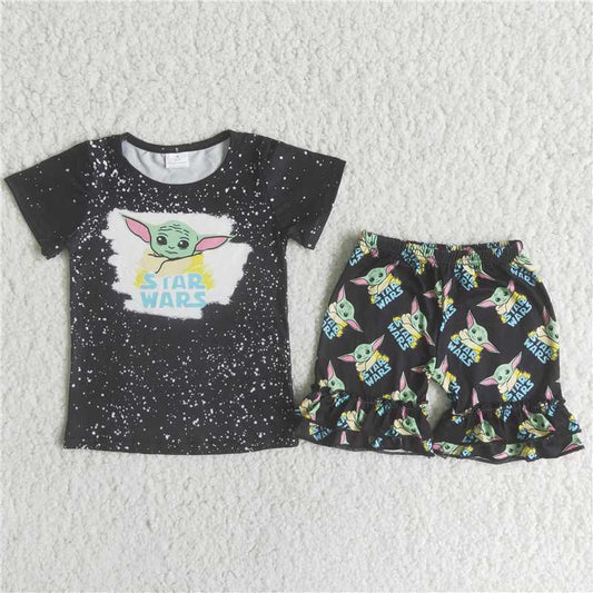 yoda ruffle shorts set for girls