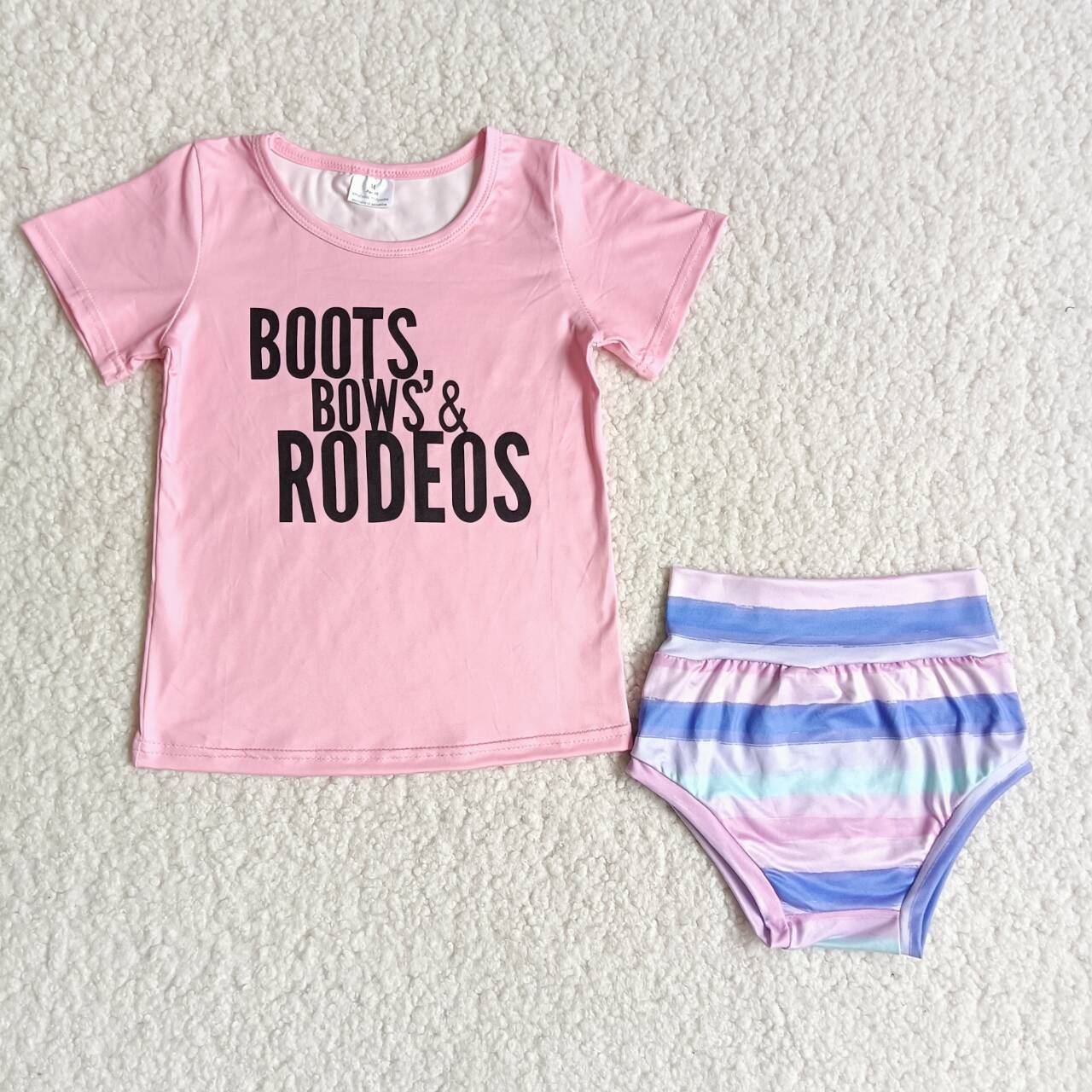 boots bows&redeos baby girl bummie set