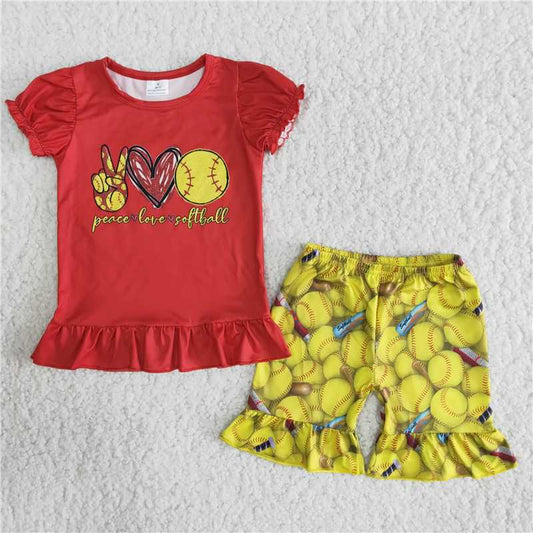 softball shorts set girl clothing