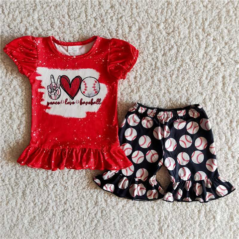 girl's outfit baseball shorts set summer clothing