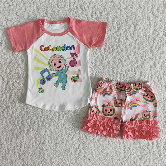 cute pink coco shorts set girl clothes
