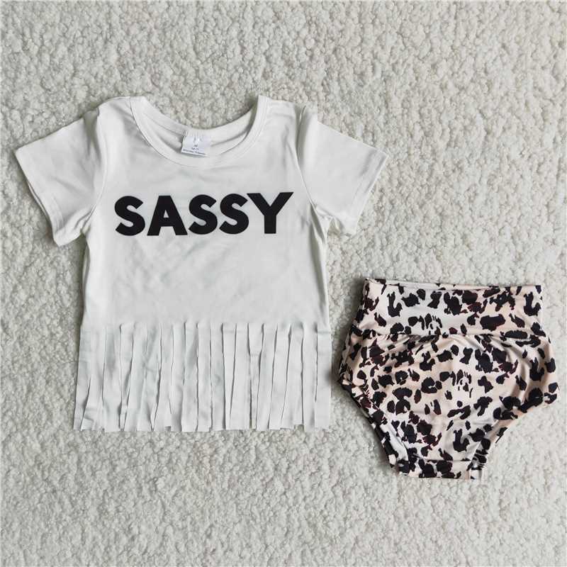 sassy leopard bummie outfit infant baby clothing set