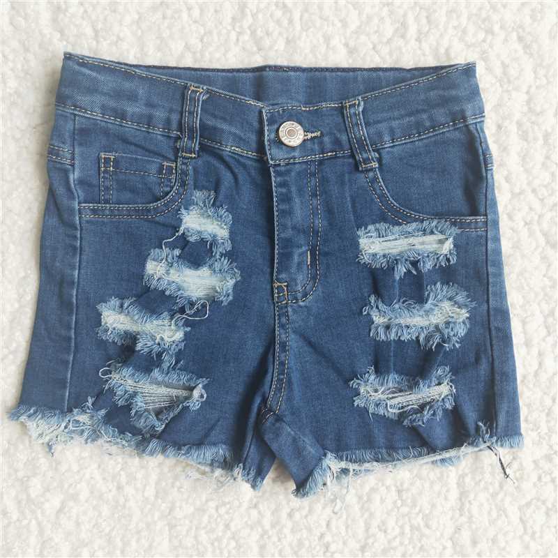 girl's clothing blue denim shorts for summer