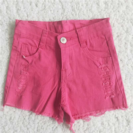 pink denim shorts