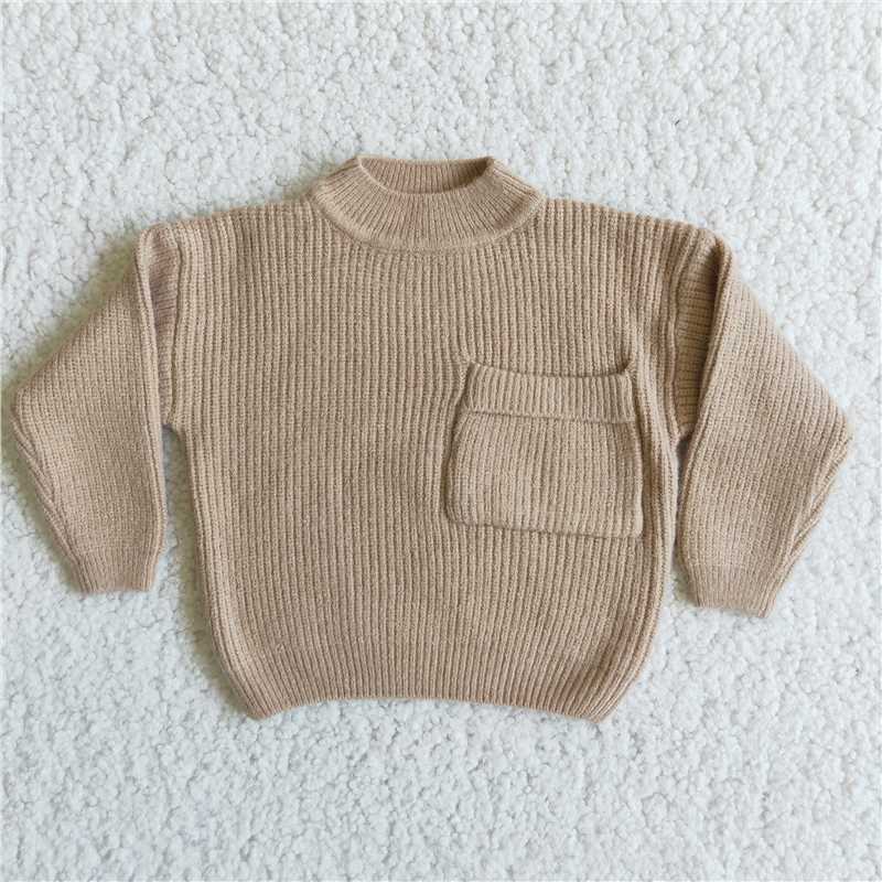 Khaki Sweater Coat with Pocket