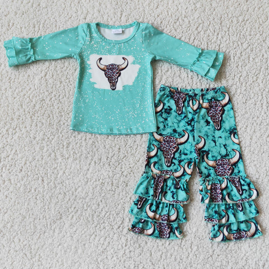 Mint Green Cow Skull Print Outfit