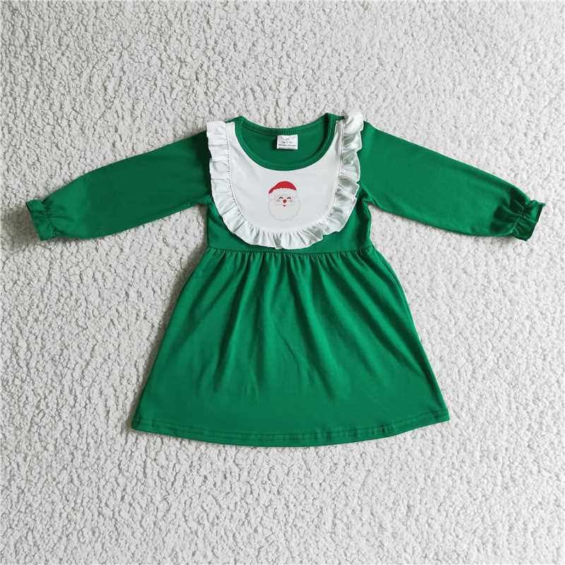 kids clothing christmas green button shirt with santa print