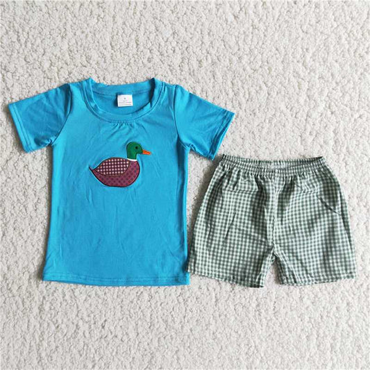 duck embroidery boy’s outfit summer