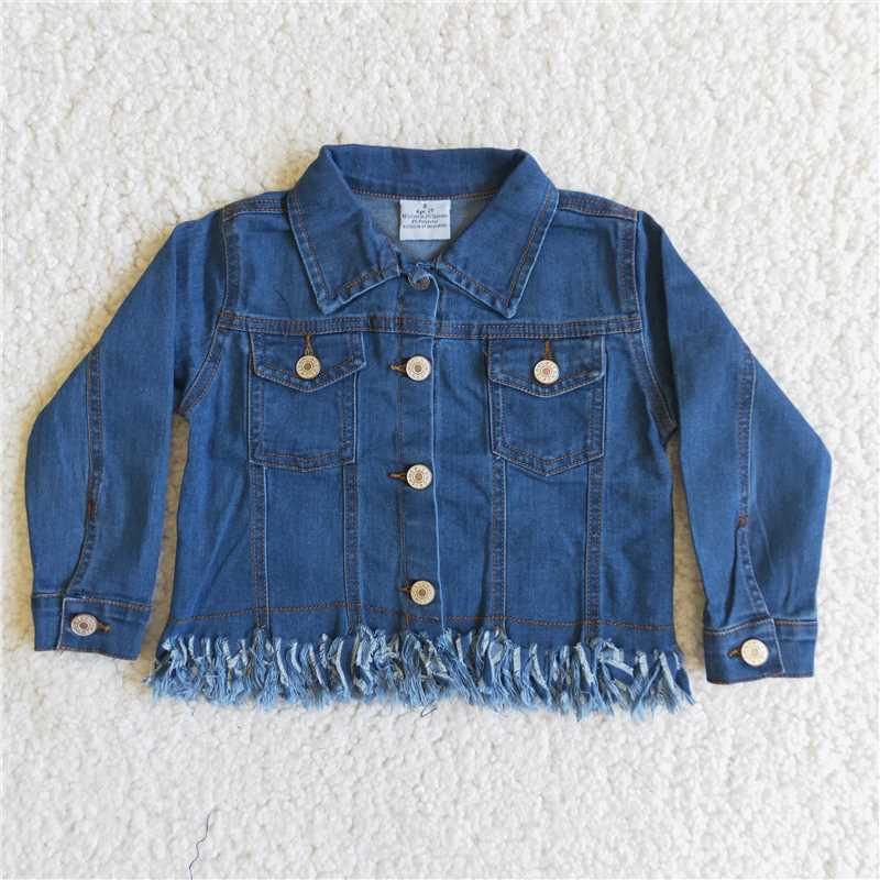 Dark Blue Denim Jacket Open Coat