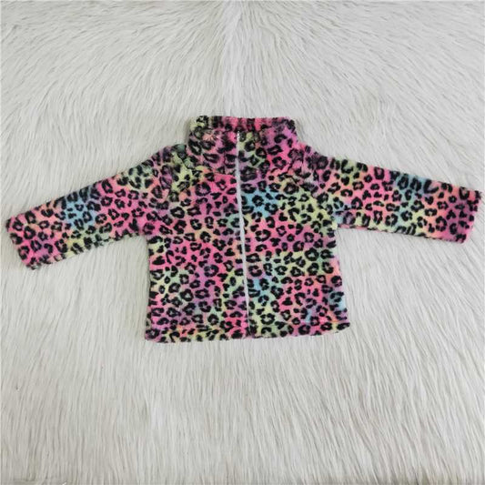 colored leopard fur coat
