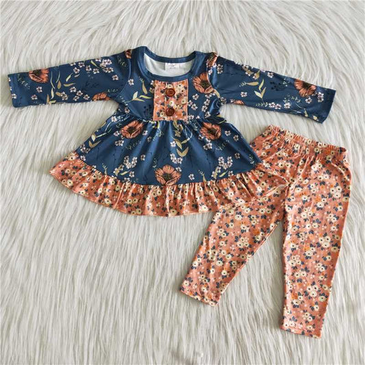 kids girl fall floral legging outfit