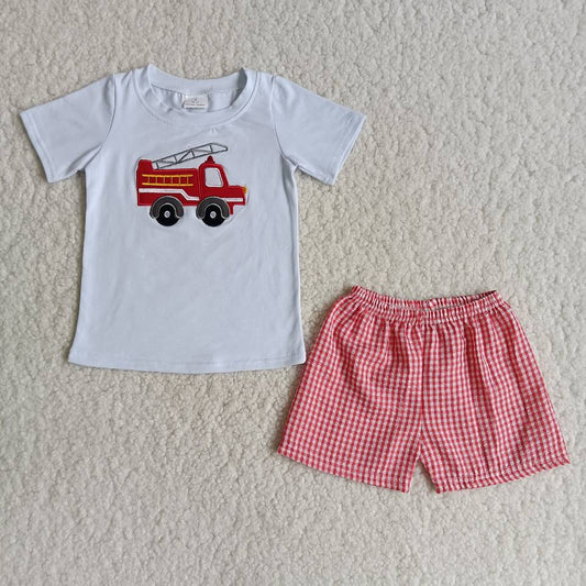 kids boy’s fire truck outfit shorts set clothing