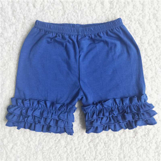 Dark Blue Cotton Ruffle Shorts