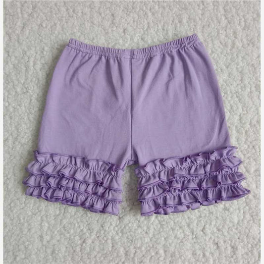 Purple Cotton Ruffle Shorts