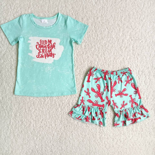 mint crawfish shorts set girl clothes