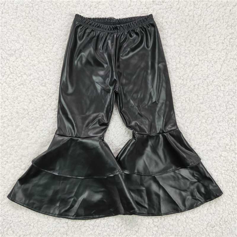 pink leather bell bottom pants
