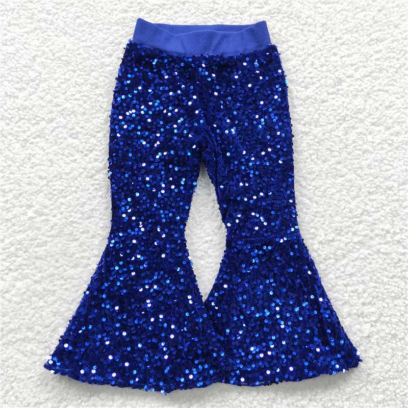 kids dark blue sequins belle pants
