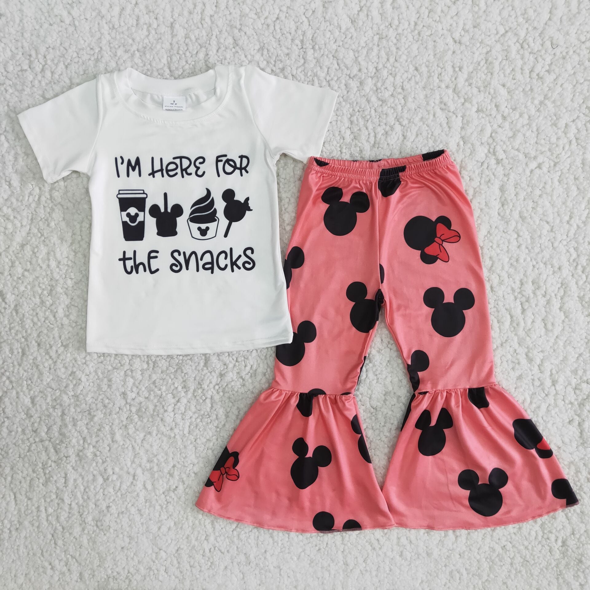 kids girl outfit clothes I am here for the snacks
