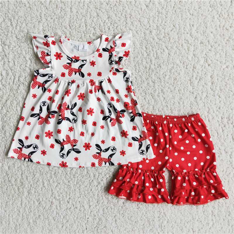 cow shorts set girl’s outfit
