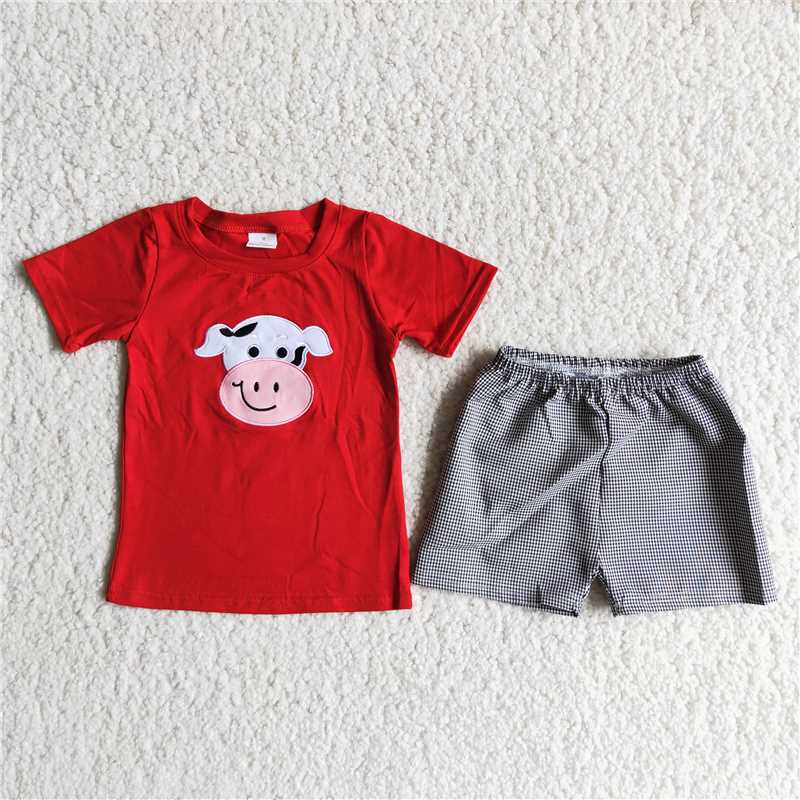 pig embroidery boy’s outfit