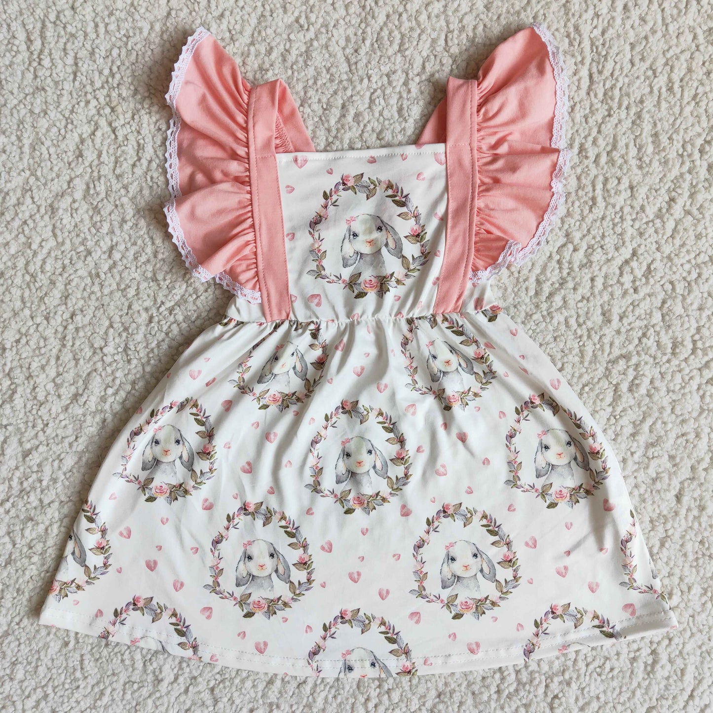 cute sleeveless pink white easter dress for baby girl kids clothing