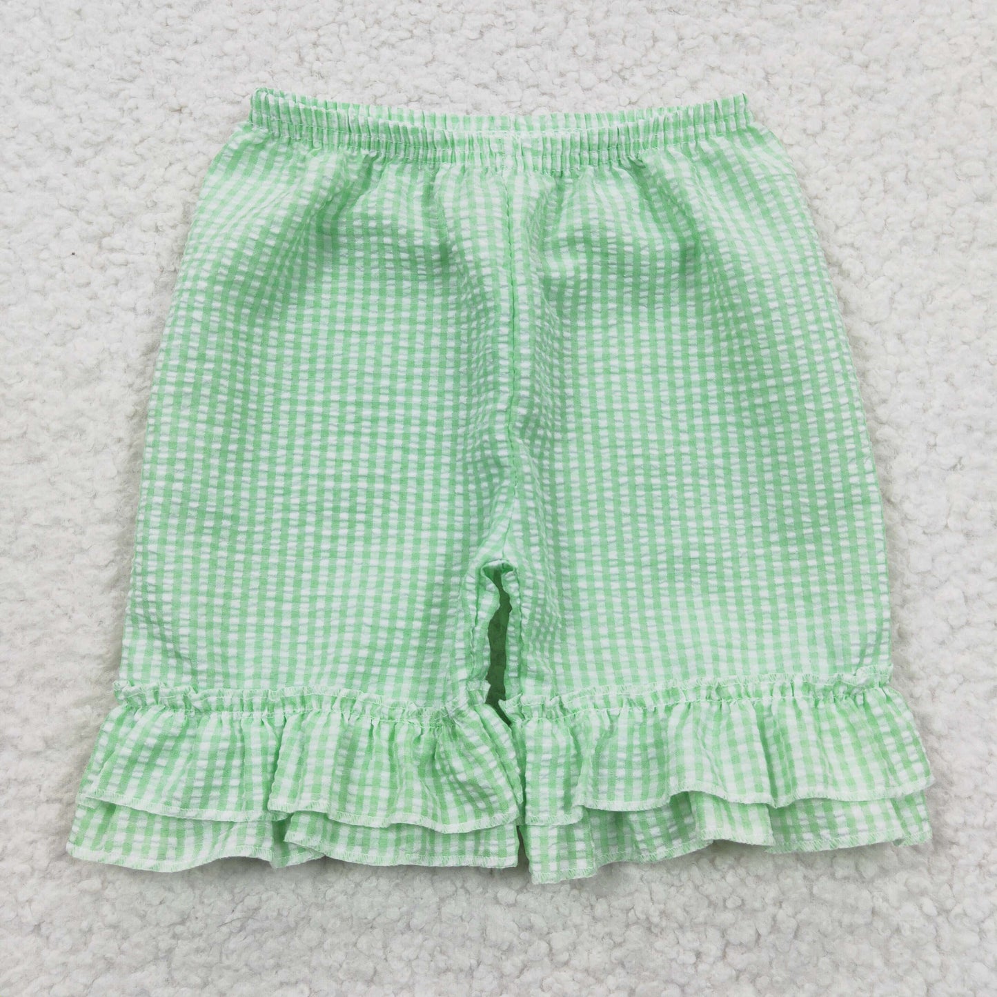 kids clothing green seersucker bottom shorts