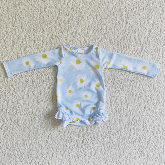 long sleeve blue floral romper