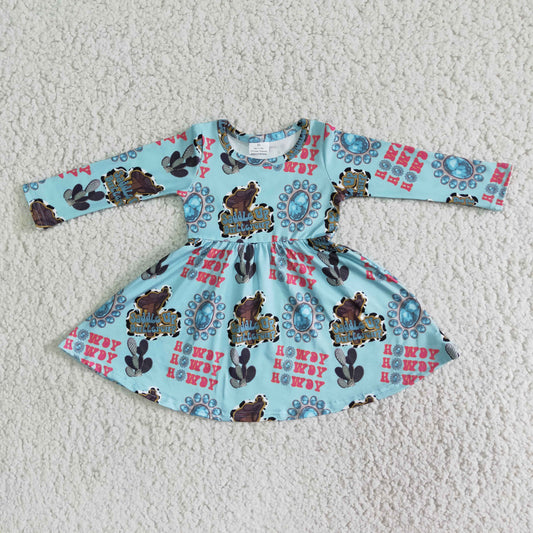 Long Sleeve Blue Howdy Dress