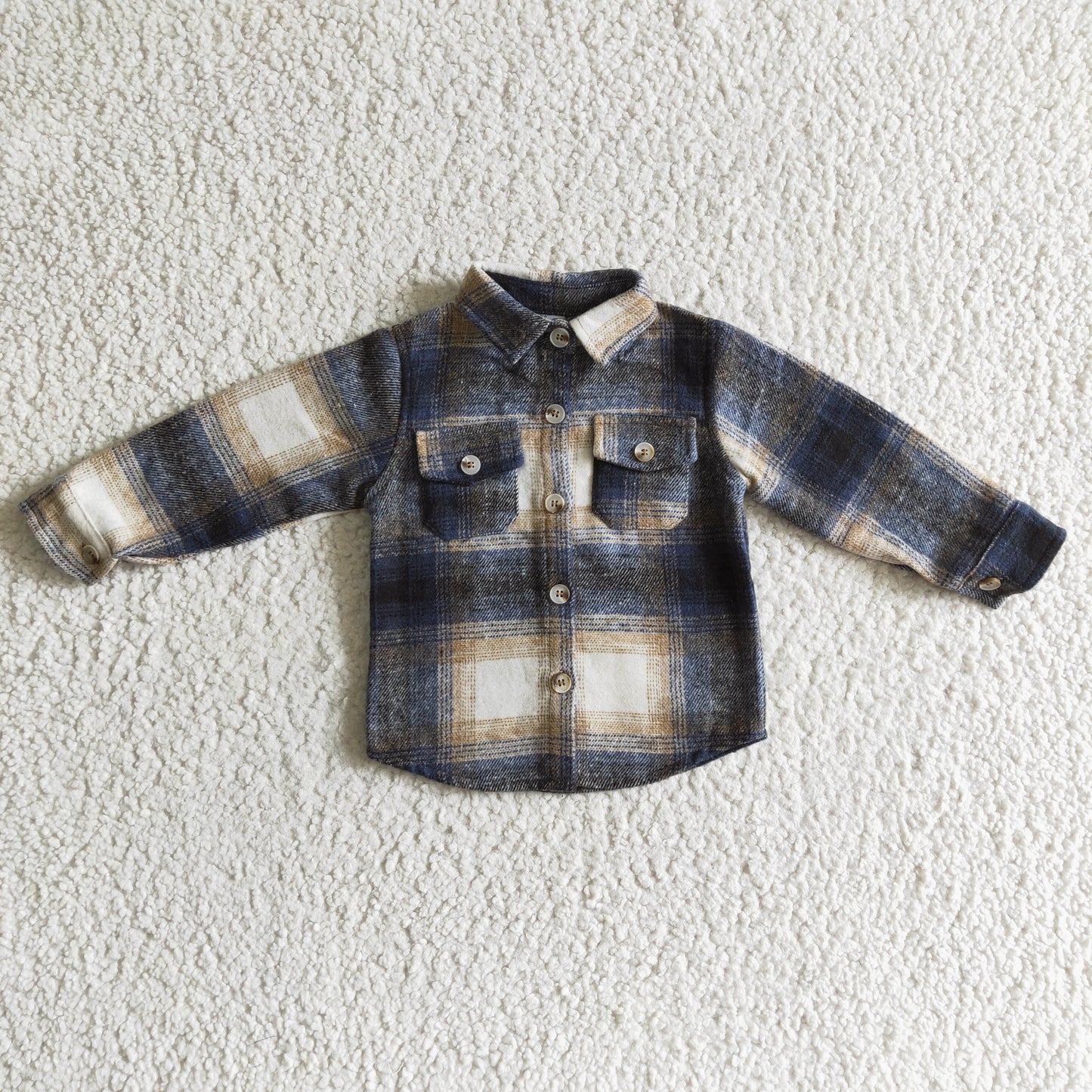 children's clothing boy flannel fall/winter plaid button coat